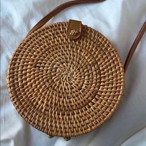 COPY - Woven wood circle purse